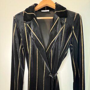 Gold and Black Pinstripe Velvet Zara Trafaluc Blazer